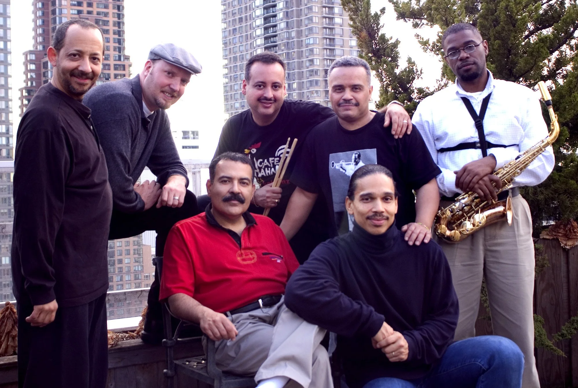 Steppin' with TP Recording Date - Vibraphonist Jay Hoggard, bassist Geoff Brennen, Pianist and leader Hilton Ruiz, Drummer Willie Martinez, Percussionist Chembol Corniel, Bassist Leon Lee Dorsey and Alto Saxophonist Antonio Hart
